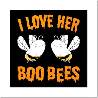 I Love Her Boo Bees Cute His Funny Halloween Matching Couple T-Shirt Posters and Art